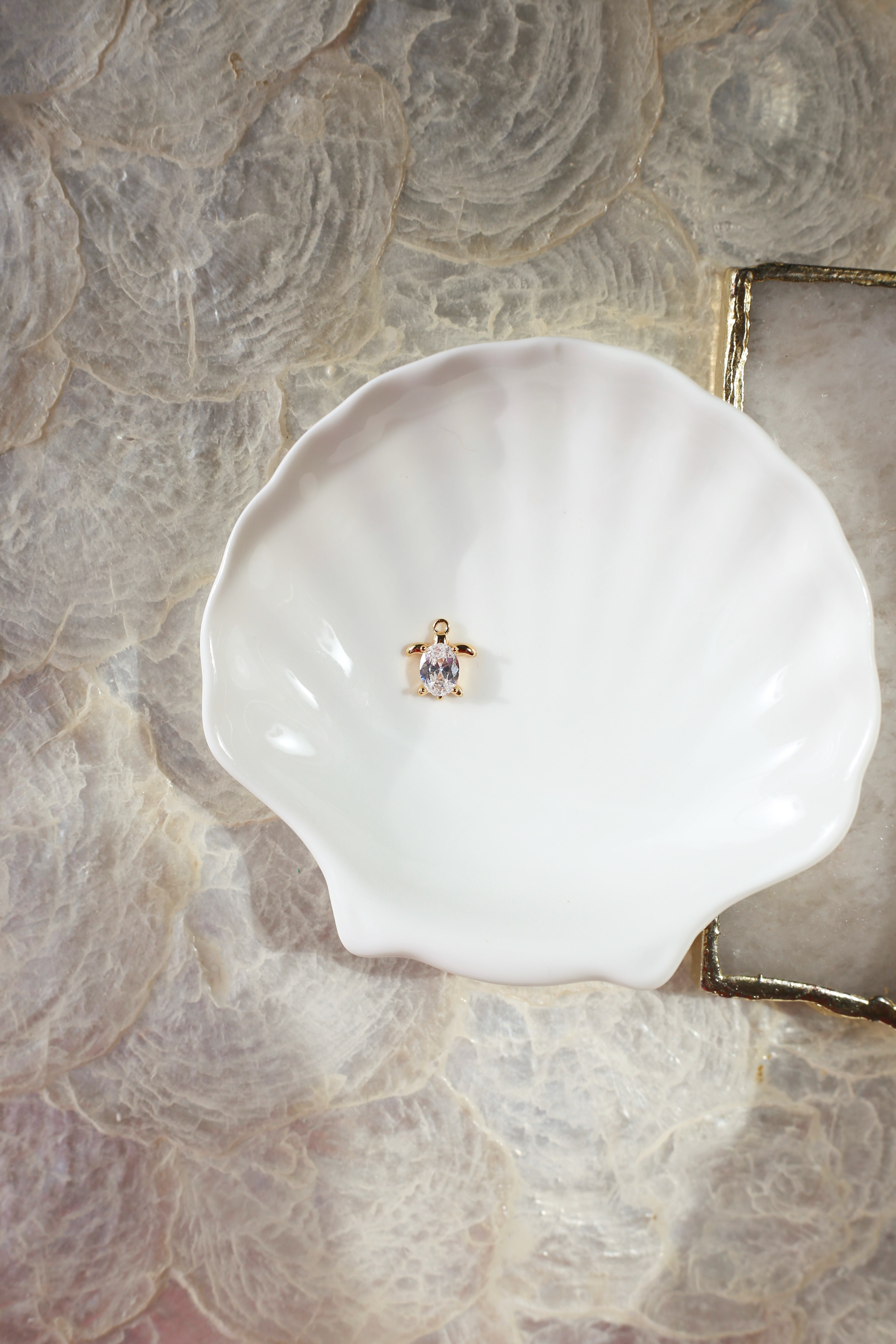 CZ Gold Sea Turtle Charm