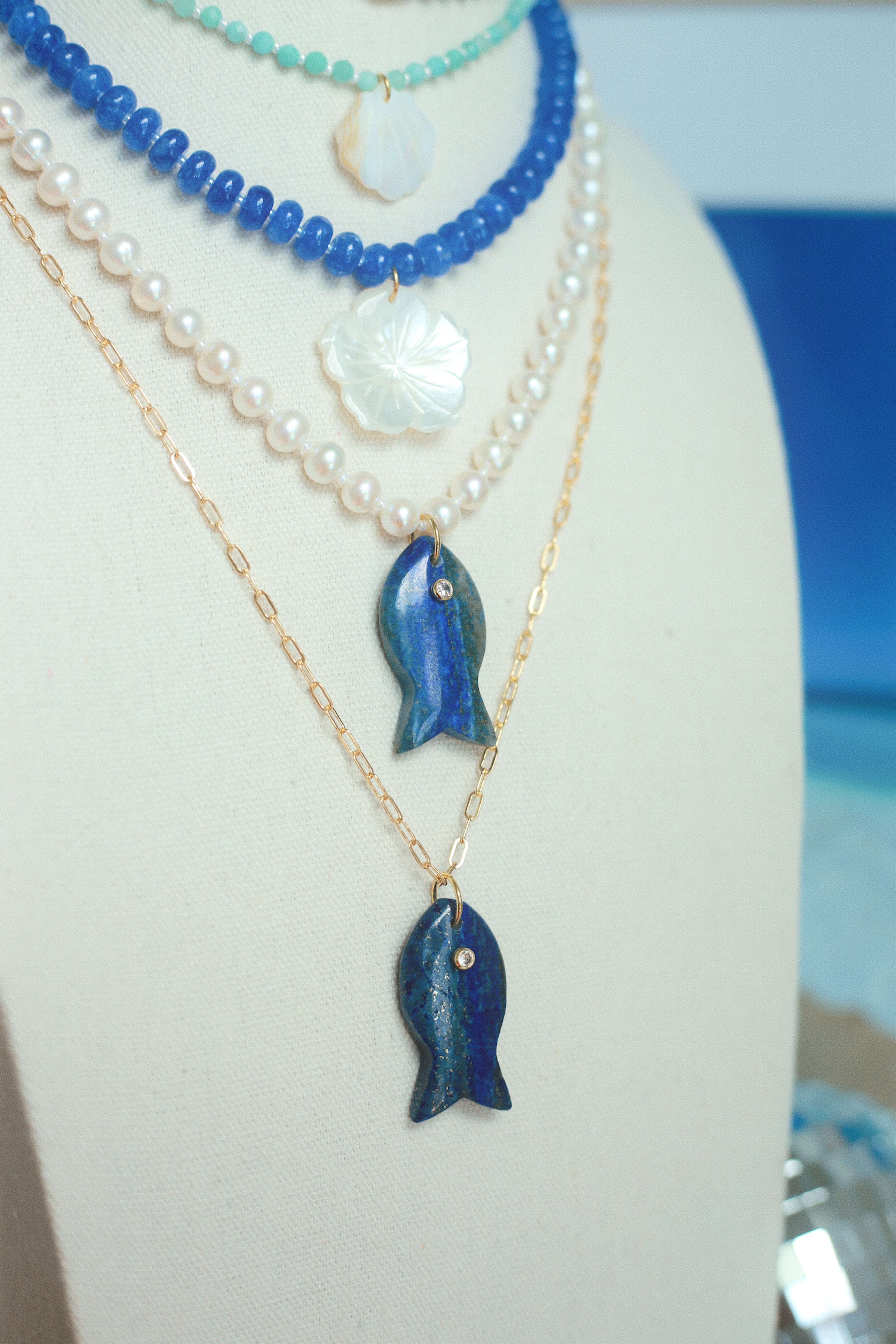 Blue Fish Pearl Necklace