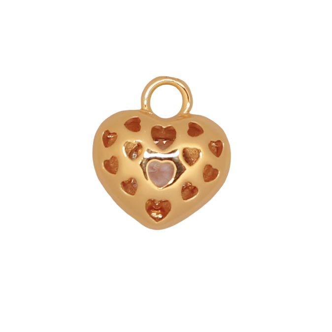 Back Side of CZ Gold Puffy Heart Charm
