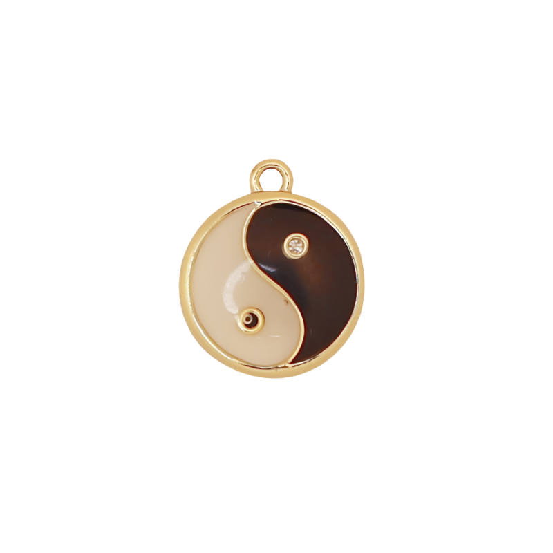 Black Enamel Yin Yang Circle Charm