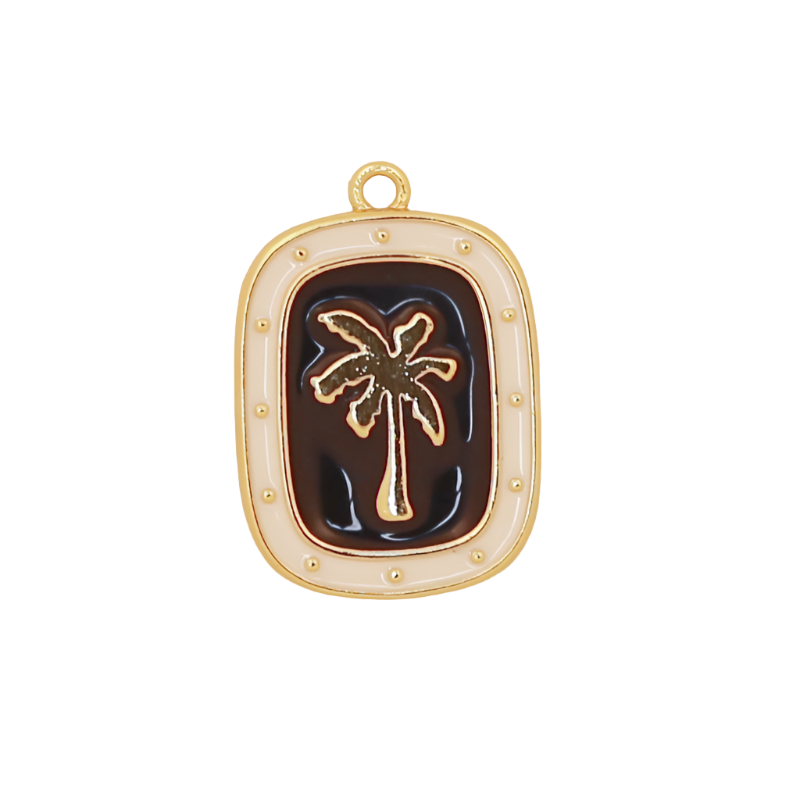 Black and White Enamel Palm Tree Charm