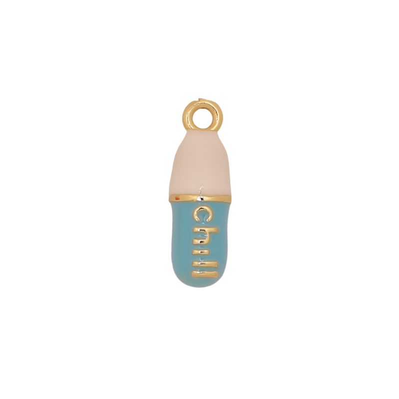 Blue Enamel Gold Chill Pill Charm