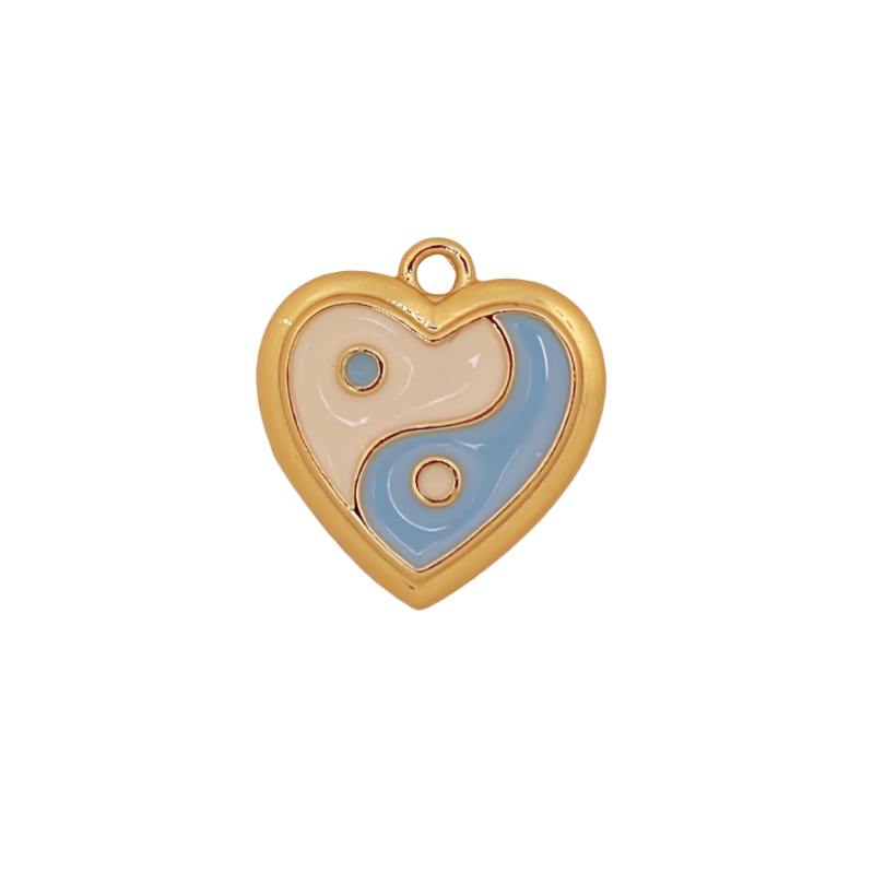 Blue Enamel Yin Yang Heart Charm