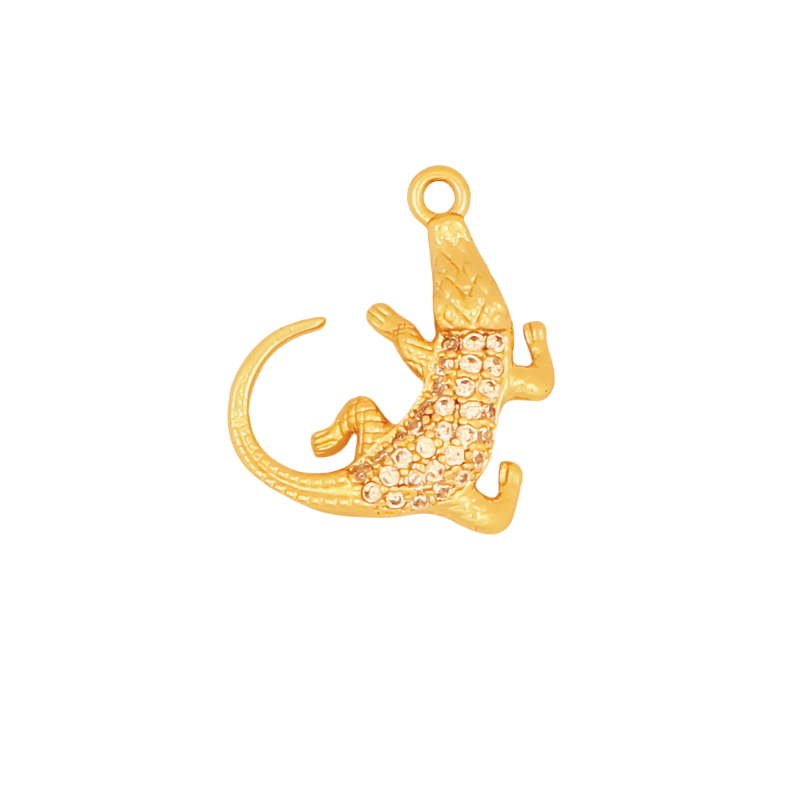 CZ Gold Alligator Charm