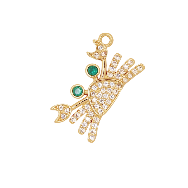 CZ Gold Crab Charm