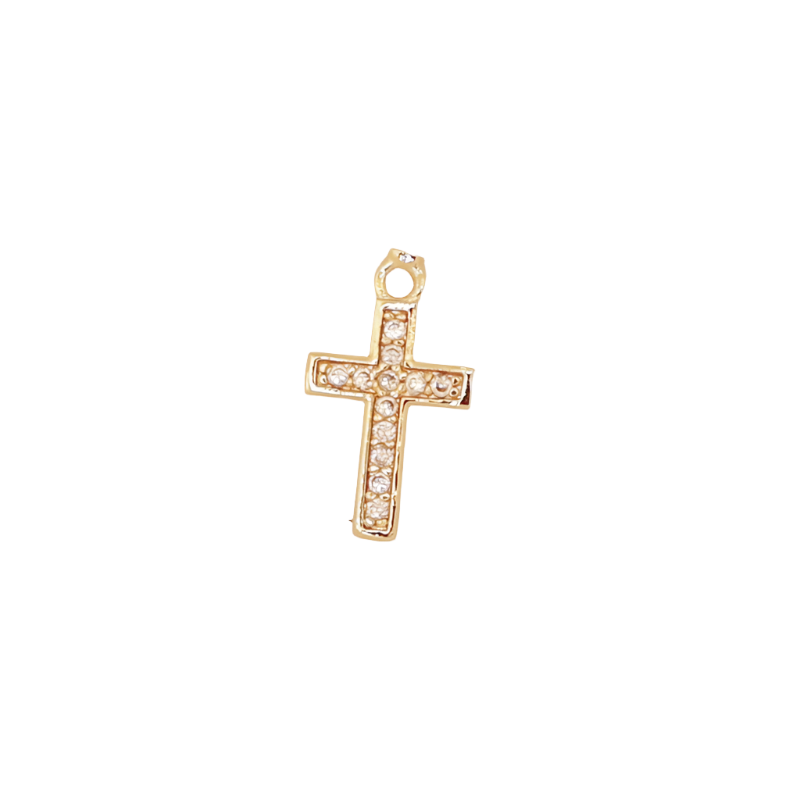 CZ Gold Cross Charm