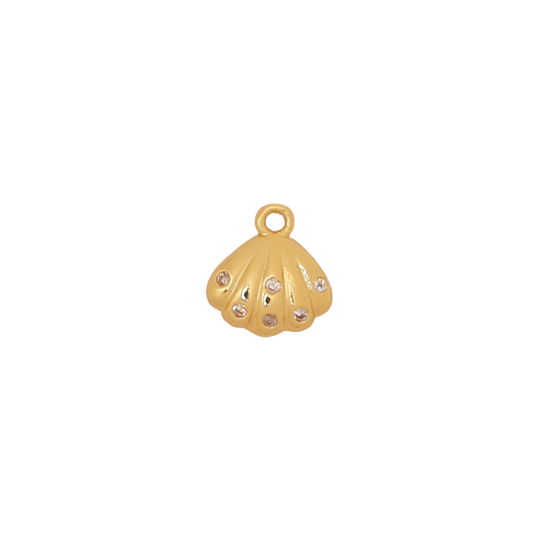 Dainty CZ Gold Scallop Shell Charm