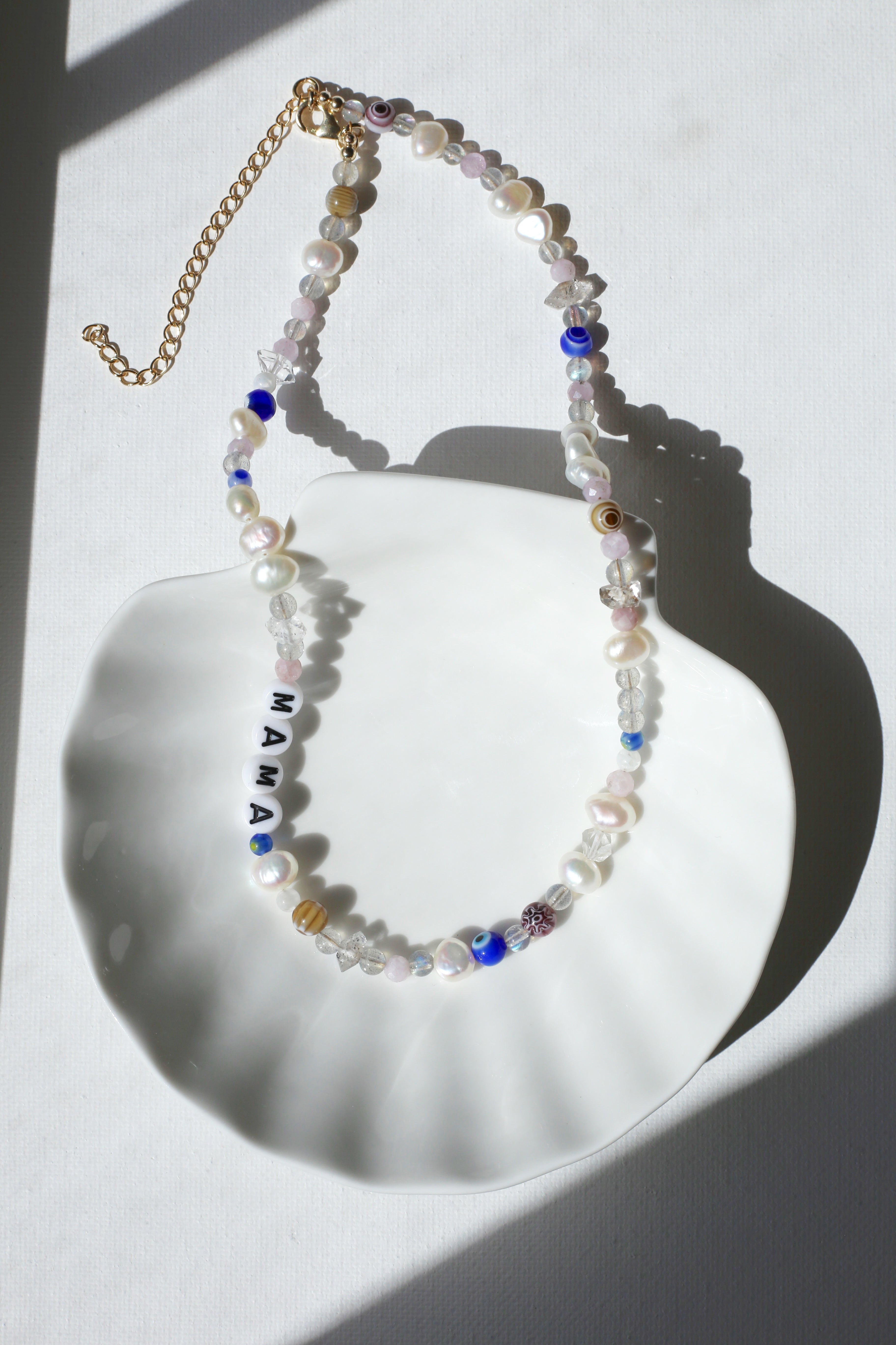 Florence AAA Freshwater Pearl Herkimer Diamond Gemstone Necklace Full