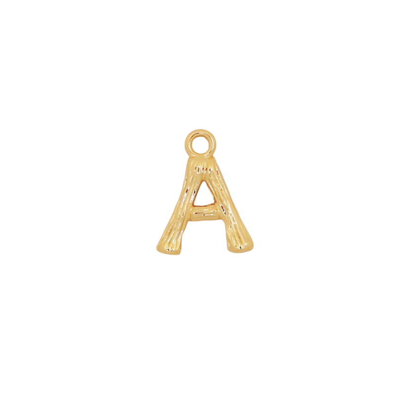 Gold Bamboo Letter A Initial Charm