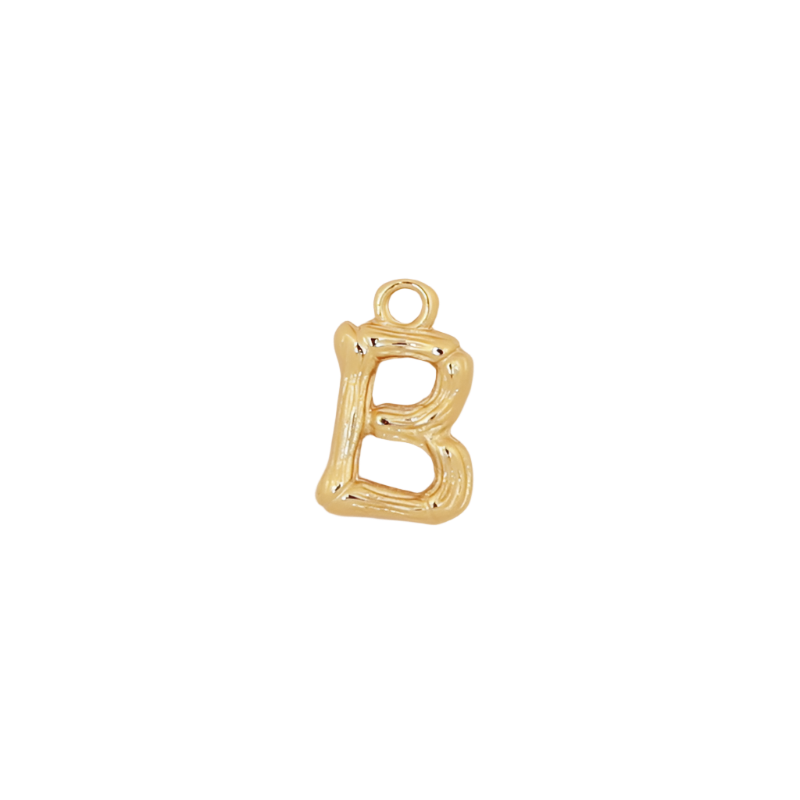 Gold Bamboo Letter B Initial Charm