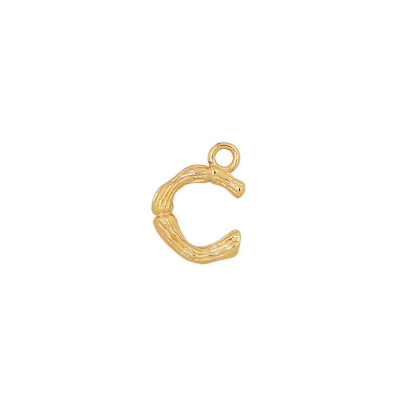 Gold Bamboo Letter C Initial Charm