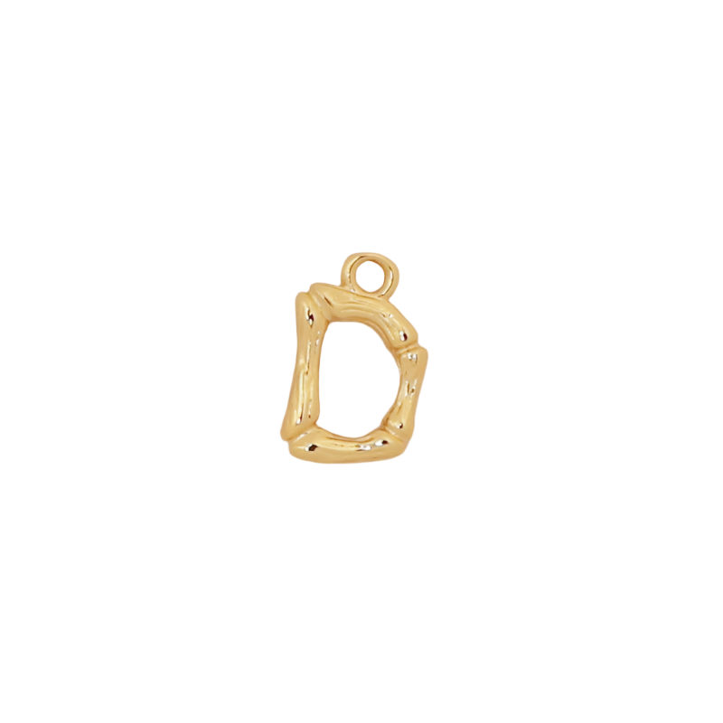 Gold Bamboo Letter D Initial Charm