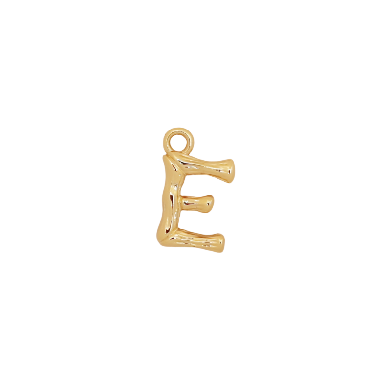 Gold Bamboo Letter E Initial Charm