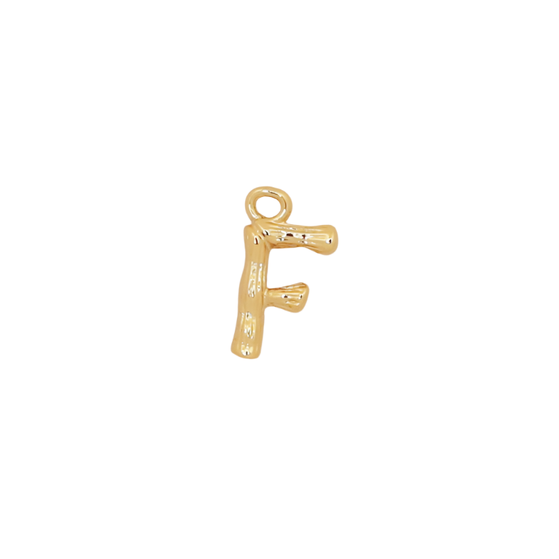 Gold Bamboo Letter F Initial Charm