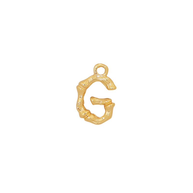 Gold Bamboo Letter G Initial Charm