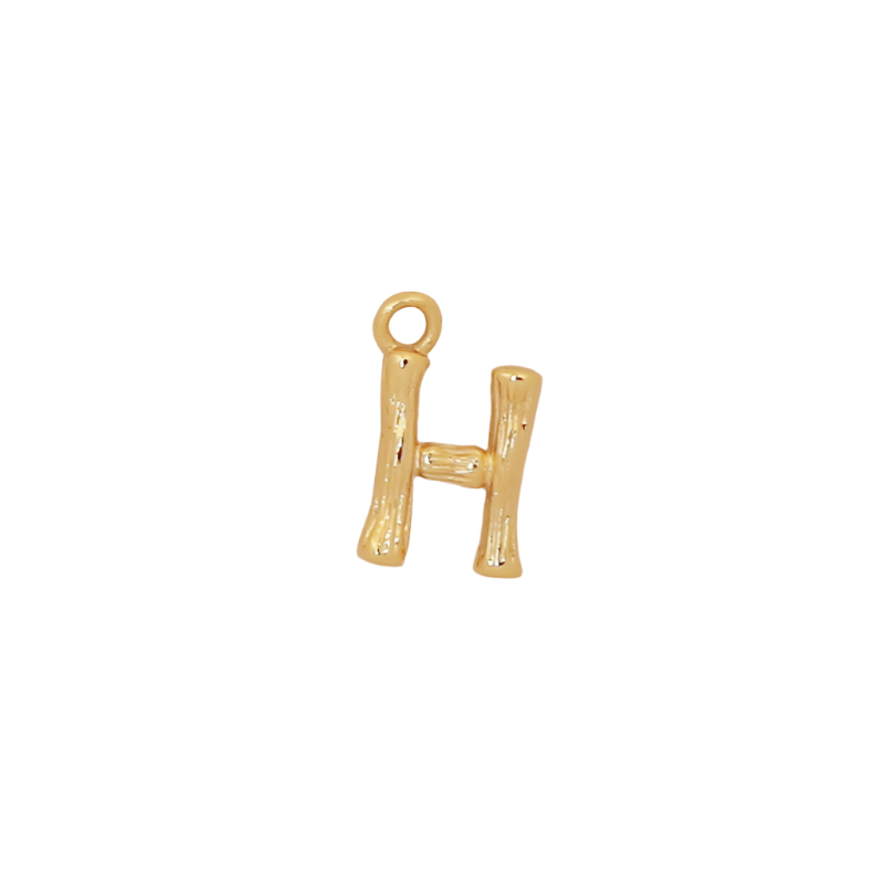 Gold Bamboo Letter H Initial Charm