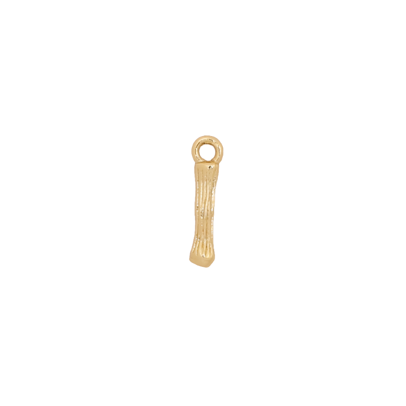 Gold Bamboo Letter I Initial Charm