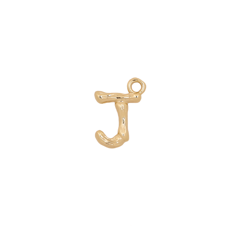 Gold Bamboo Letter J Initial Charm