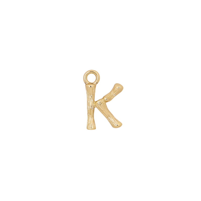 Gold Bamboo Letter K Initial Charm