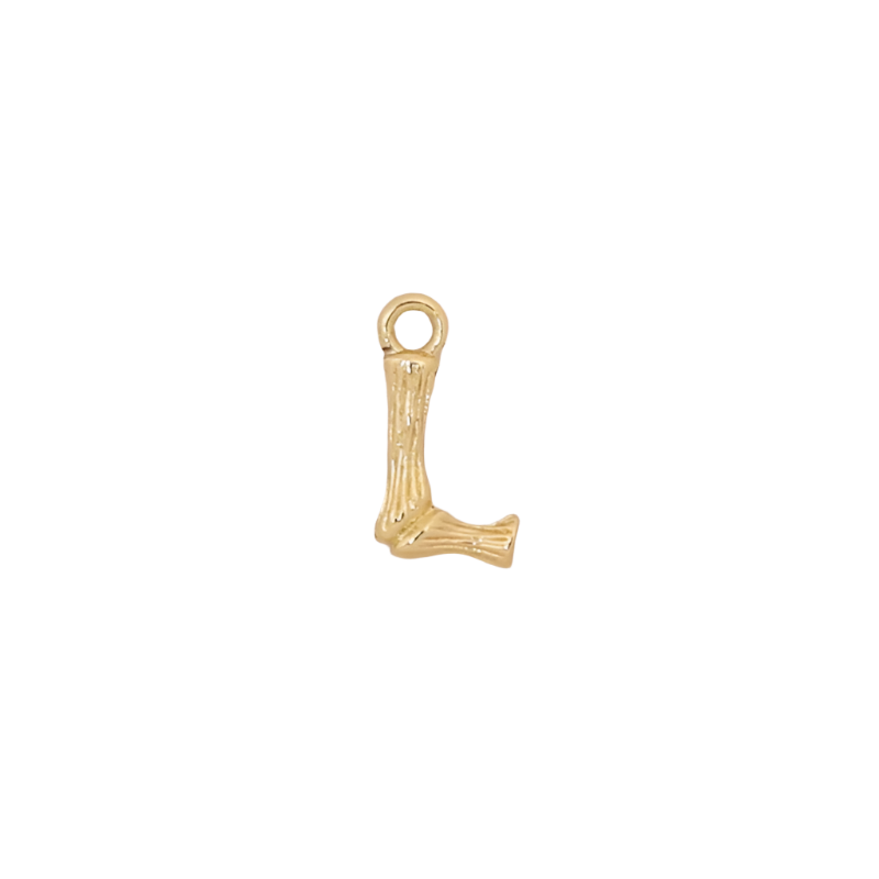 Gold Bamboo Letter L Initial Charm