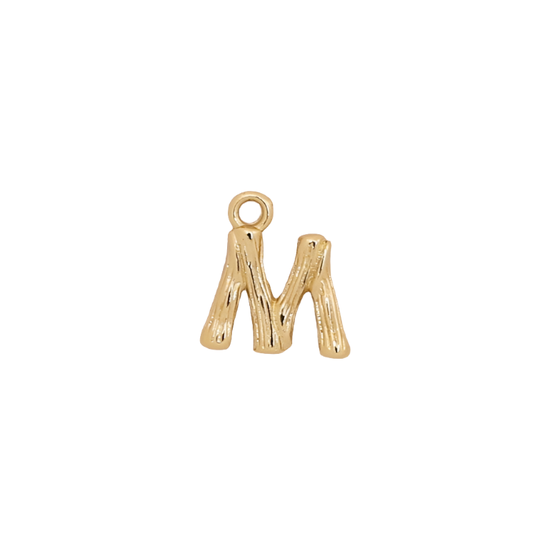 Gold Bamboo Letter M Initial Charm