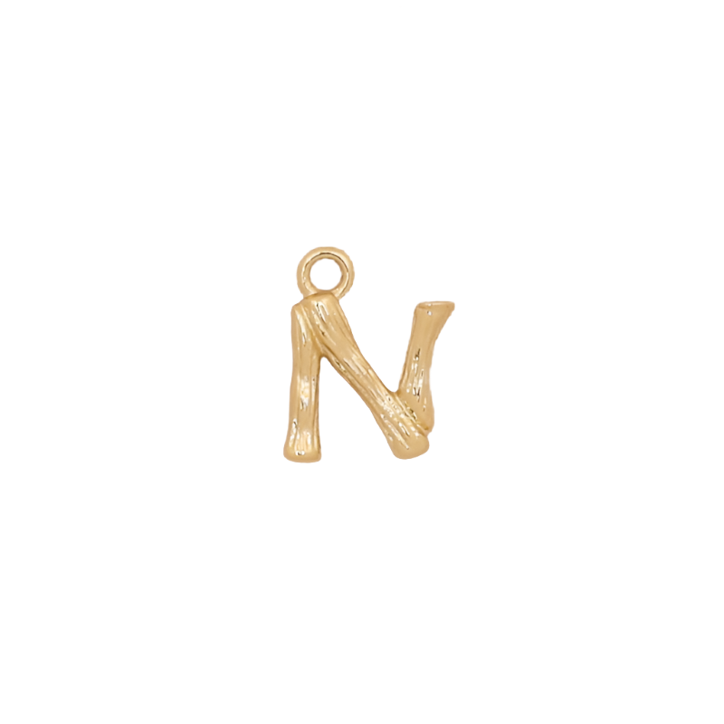 Gold Bamboo Letter N Initial Charm
