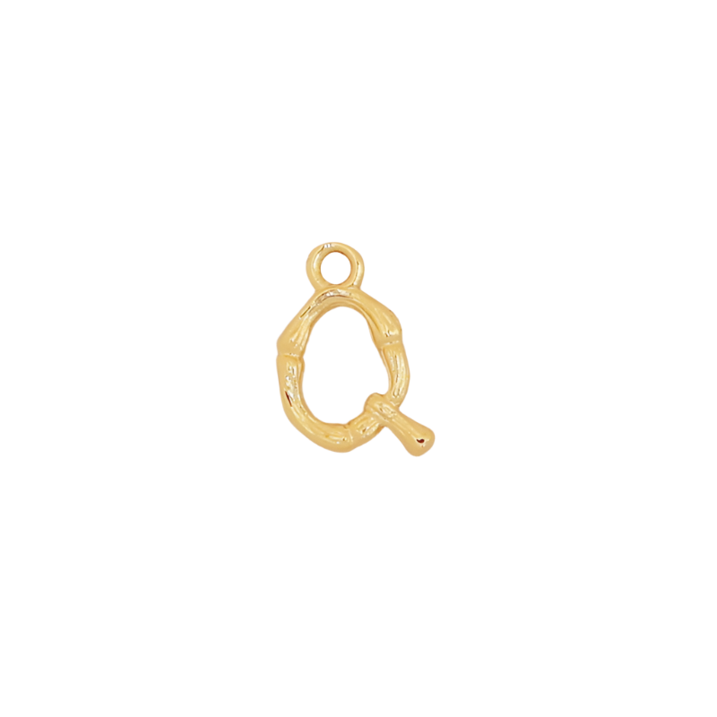 Gold Bamboo Letter Q Initial Charm