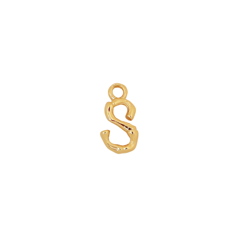 Gold Bamboo Letter S Initial Charm