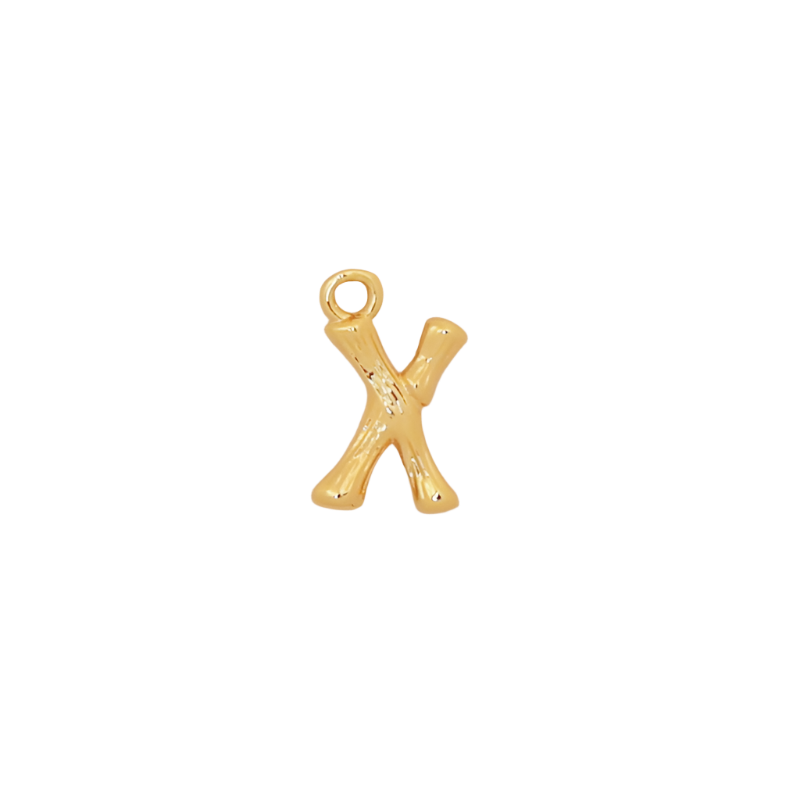 Gold Bamboo Letter X Initial Charm
