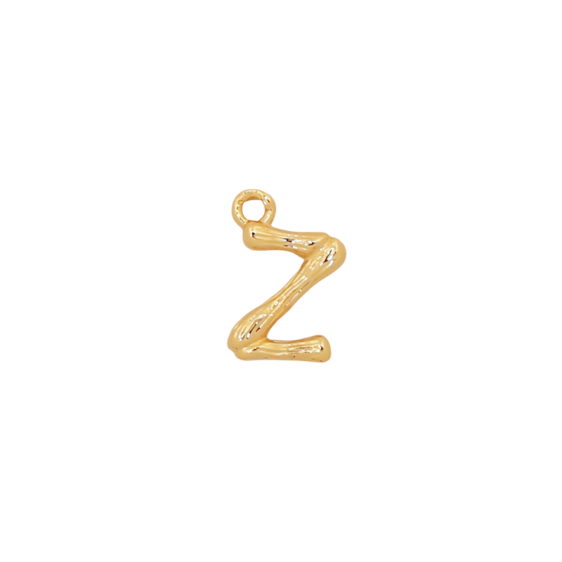 Gold Bamboo Letter Z Initial Charm
