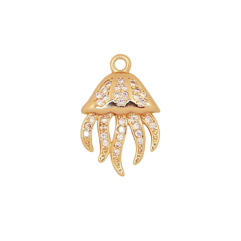 Gold CZ Jellyfish Charm
