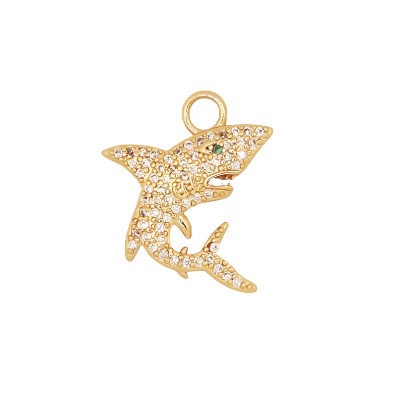 Gold CZ Shark Charm