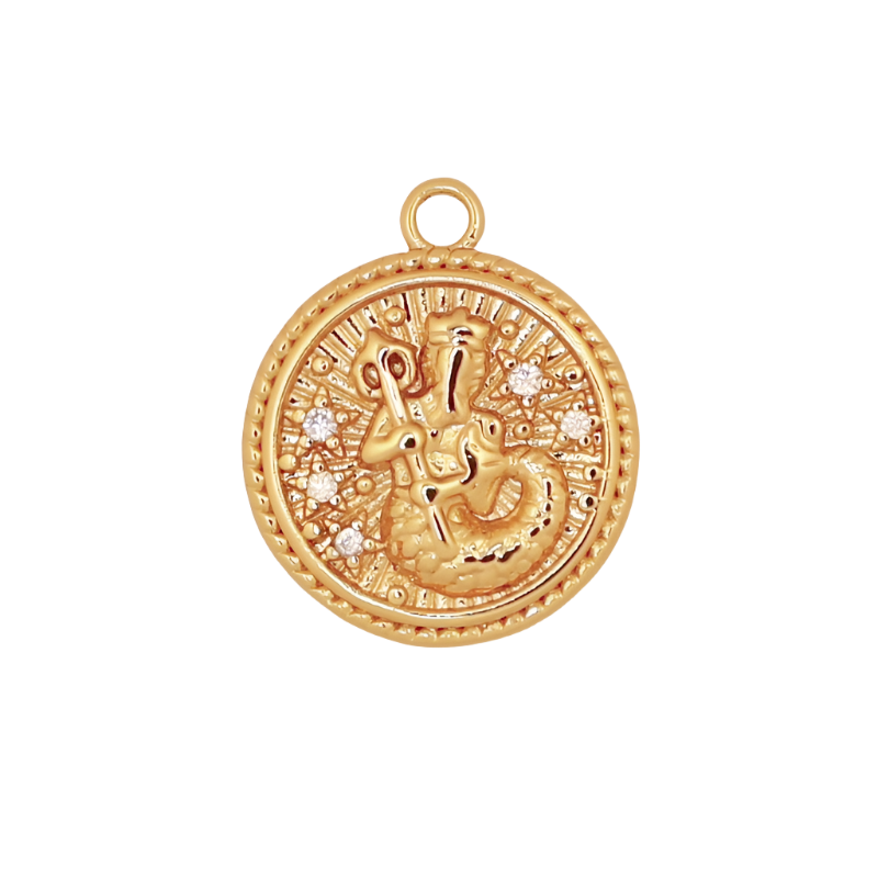 Gold CZ Zodiac Aquarius Charm