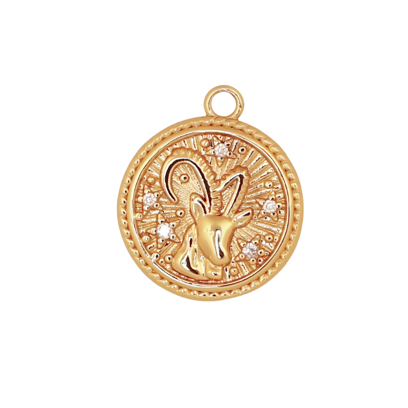 Gold CZ Zodiac Capricorn Charm