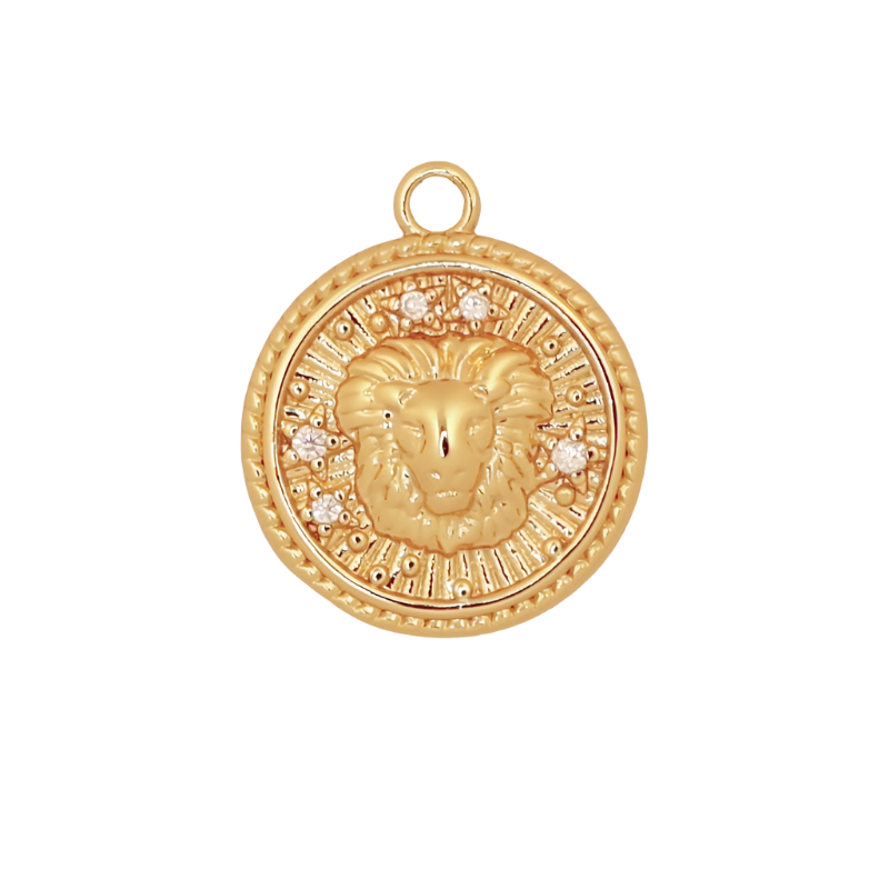Gold CZ Zodiac Leo Charm
