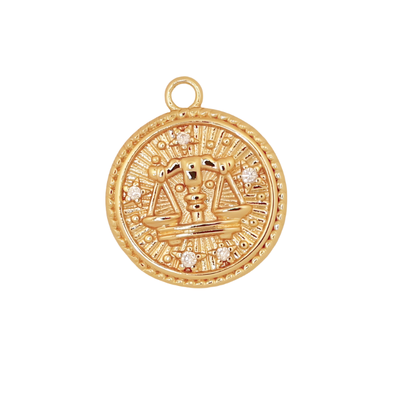 Gold CZ Zodiac Libra Charm