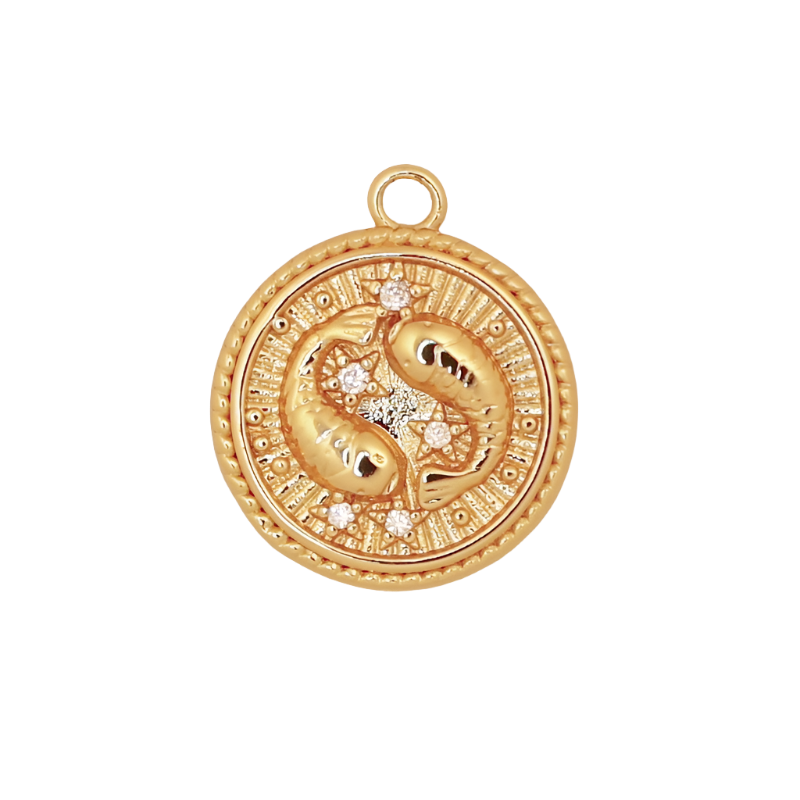 Gold CZ Zodiac Pisces Charm