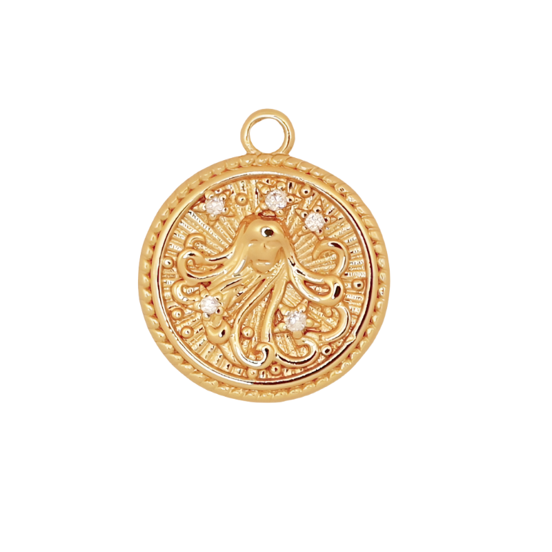 Gold CZ Zodiac Virgo Charm