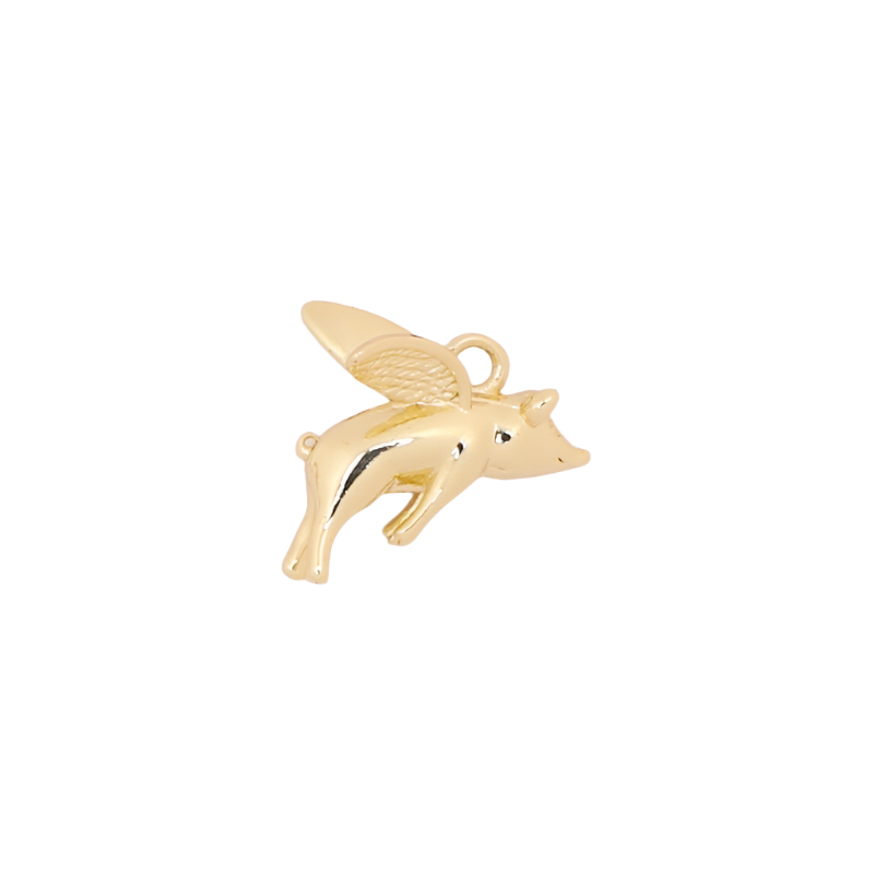 Gold Flying Pig Charm