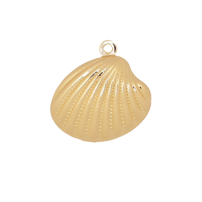 Gold Hollow Scallop Charm