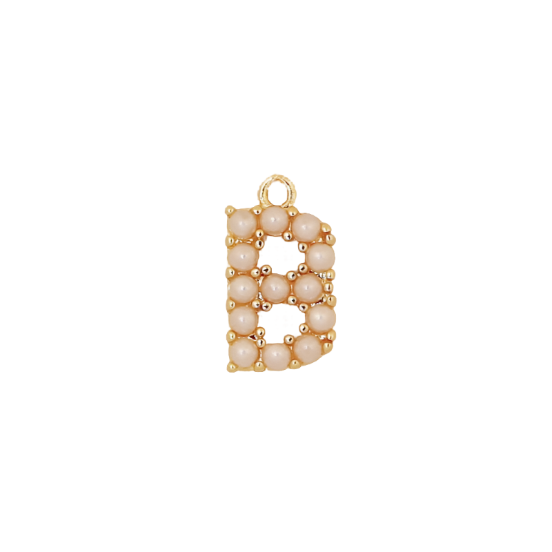 Gold Pearl Letter B Initial Charm