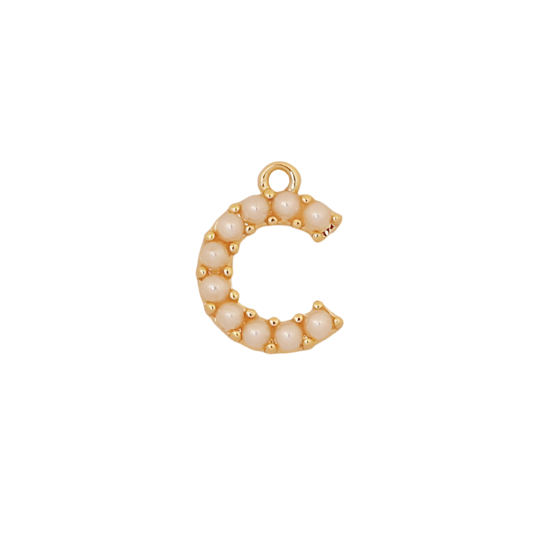 Gold Pearl Letter C Initial Charm