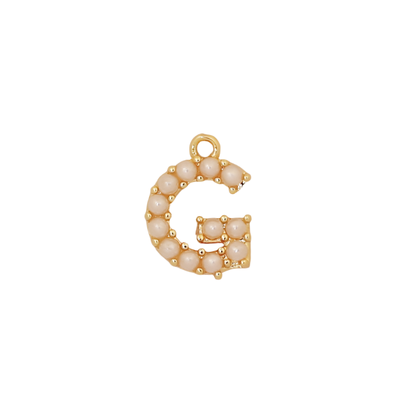 Gold Pearl Letter G Initial Charm