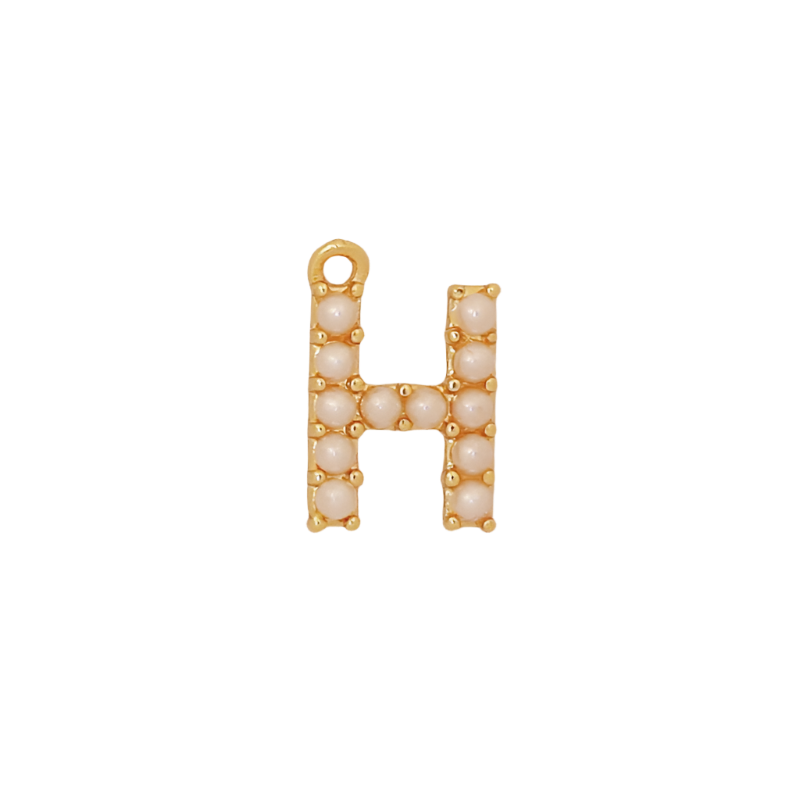 Gold Pearl Letter H Initial Charm
