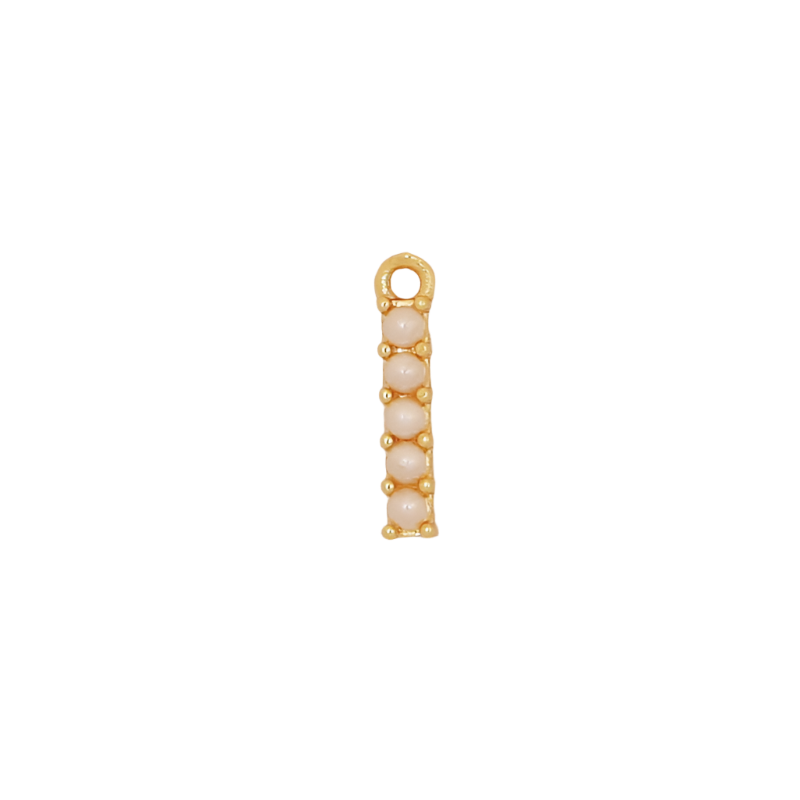 Gold Pearl Letter I Initial Charm