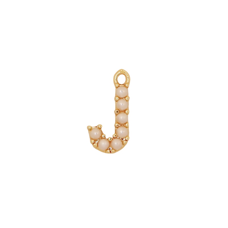 Gold Pearl Letter J Initial Charm