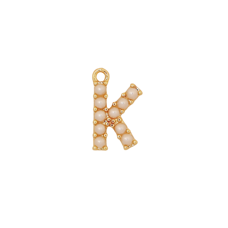 Gold Pearl Letter K Initial Charm