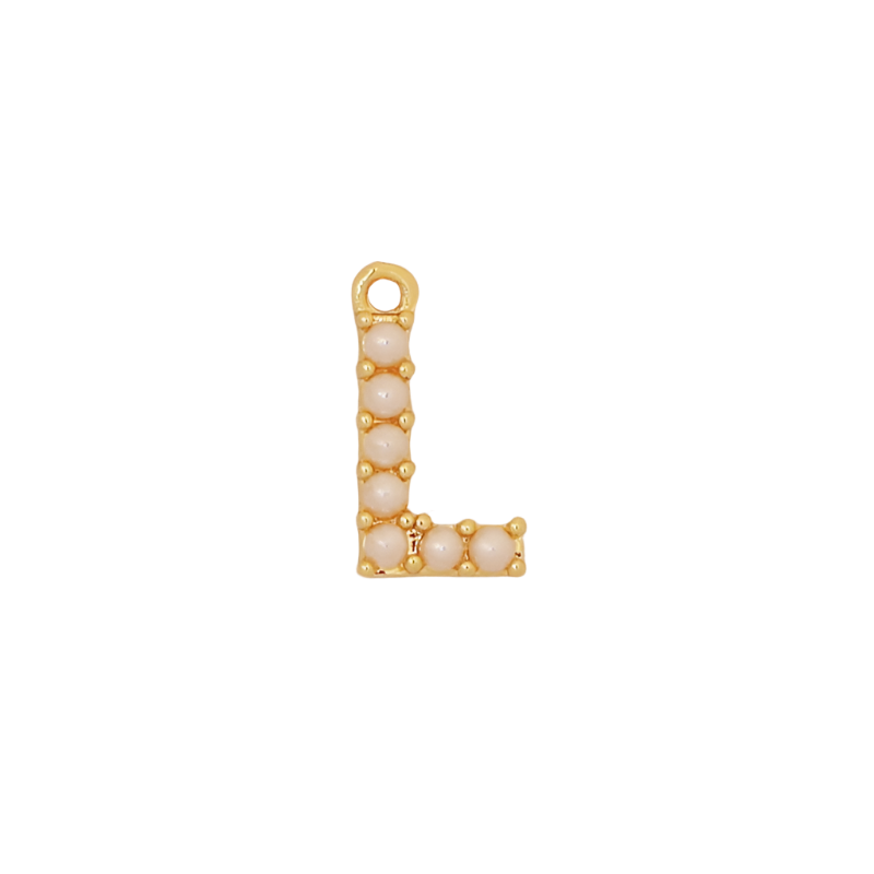 Gold Pearl Letter L Initial Charm