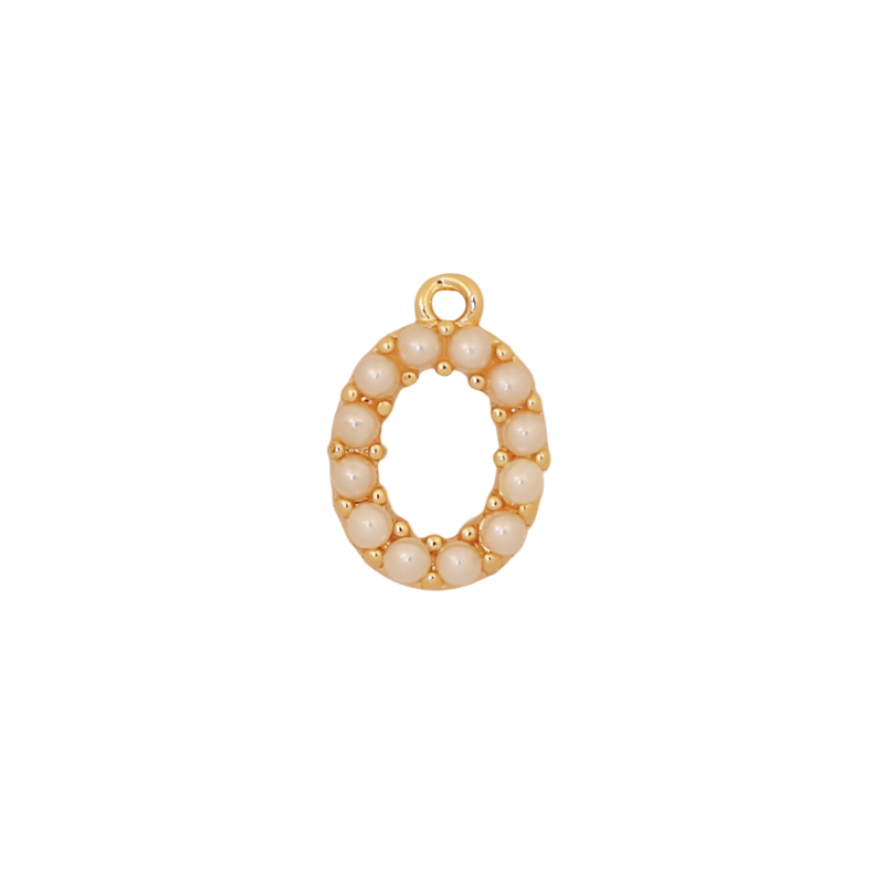 Gold Pearl Letter O Initial Charm