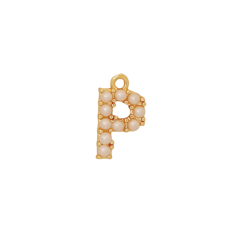 Gold Pearl Letter P Initial Charm